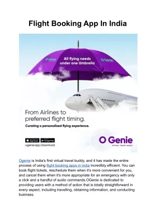 Flight Booking App In India | Ogenie