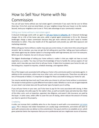 how to sell your home with no commission