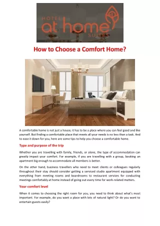 How to Choose a Comfort Home
