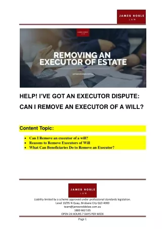 HELP I have Got An Executor Dispute - Can I Remove an executor of a will
