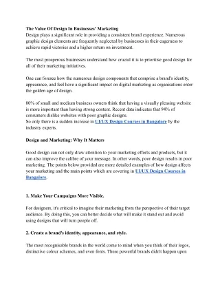 The Value Of Design In Businesses' Marketing