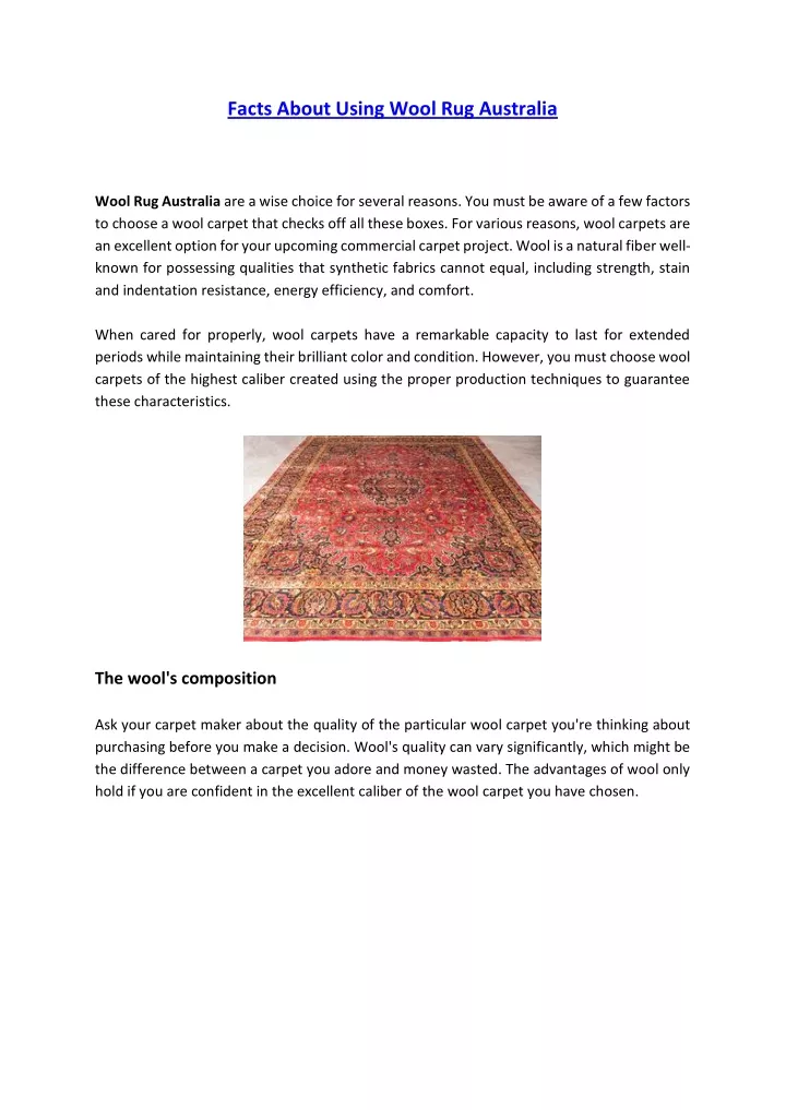 facts about using wool rug australia