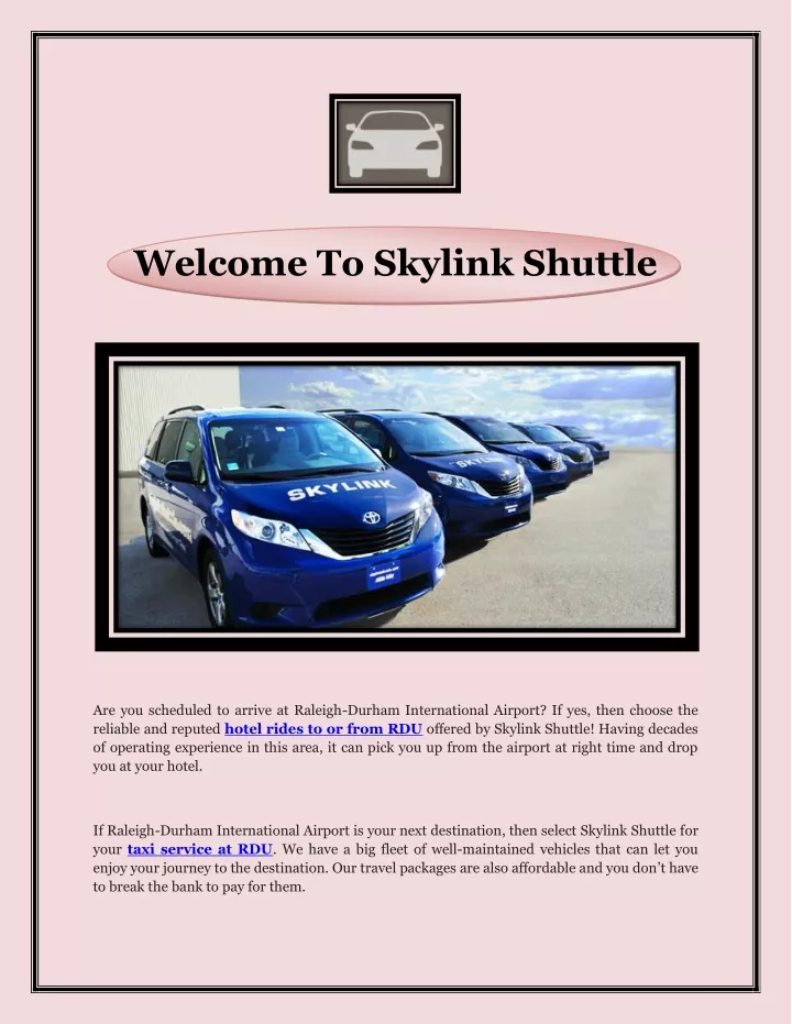 welcome to skylink shuttle