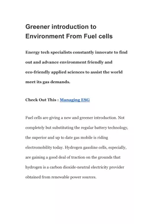 greener introduction to environment from fuel