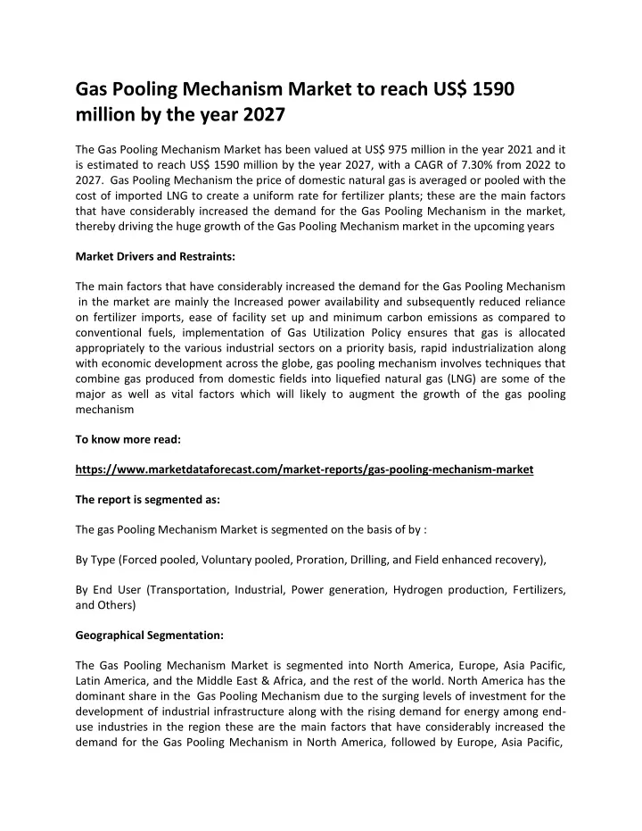 gas pooling mechanism market to reach us 1590