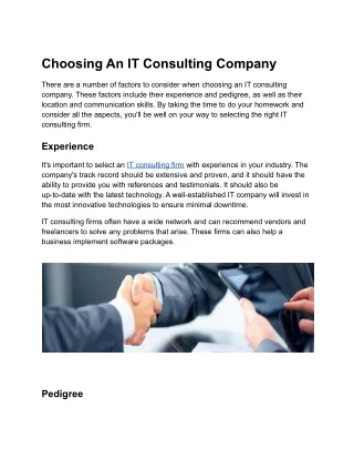 Choosing An IT Consulting Company