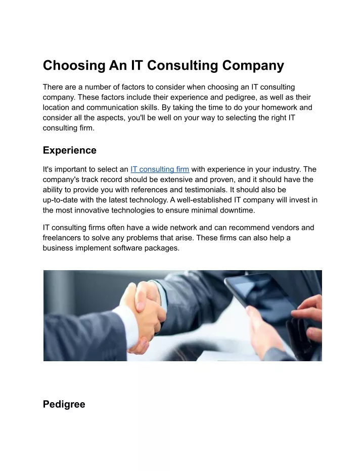 choosing an it consulting company