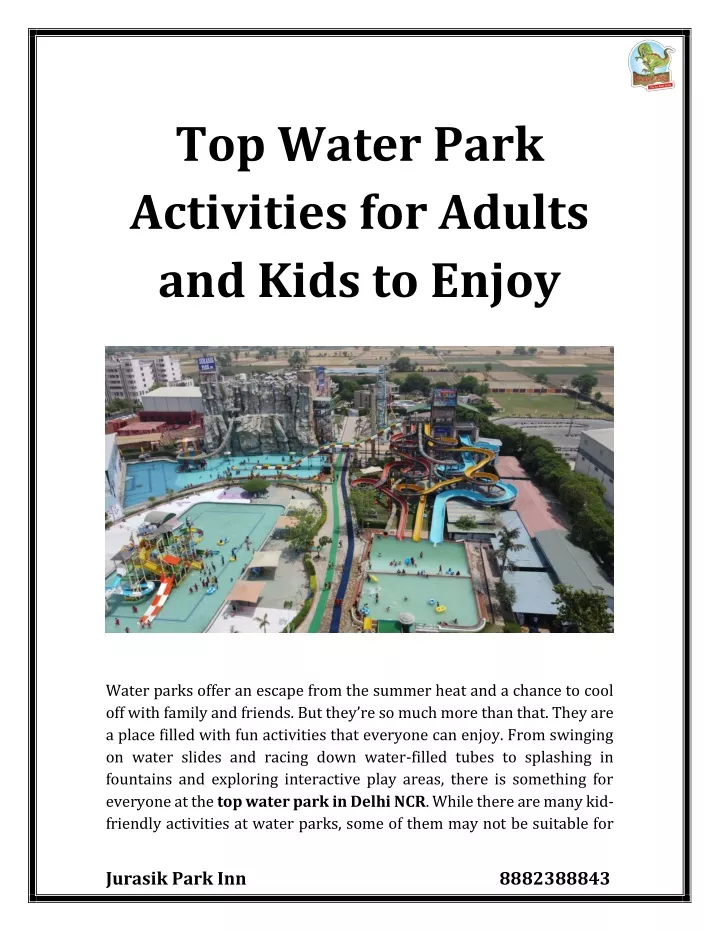 top water park activities for adults and kids