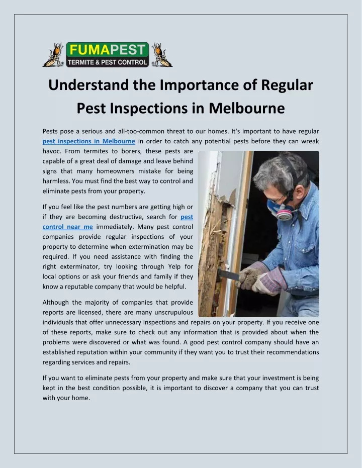 understand the importance of regular pest