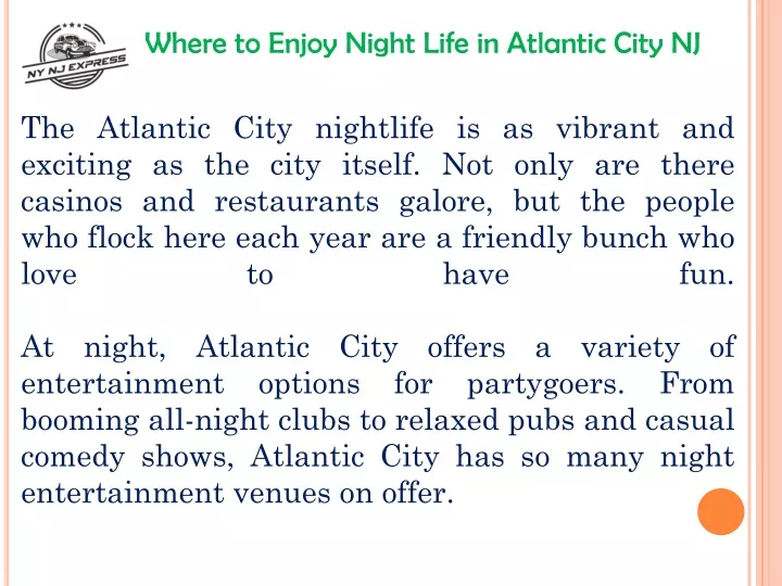 where to enjoy night life in atlantic city nj