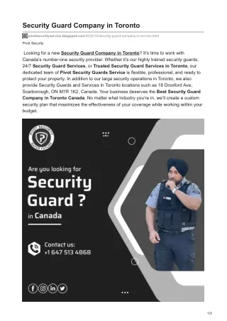 Security Guard Company in Toronto