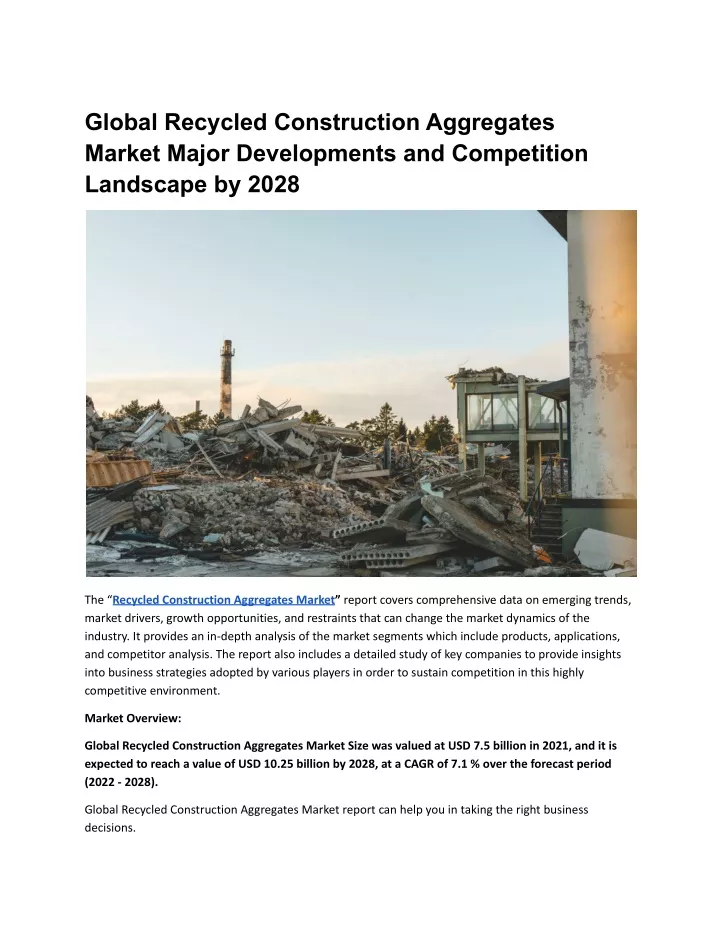 global recycled construction aggregates market