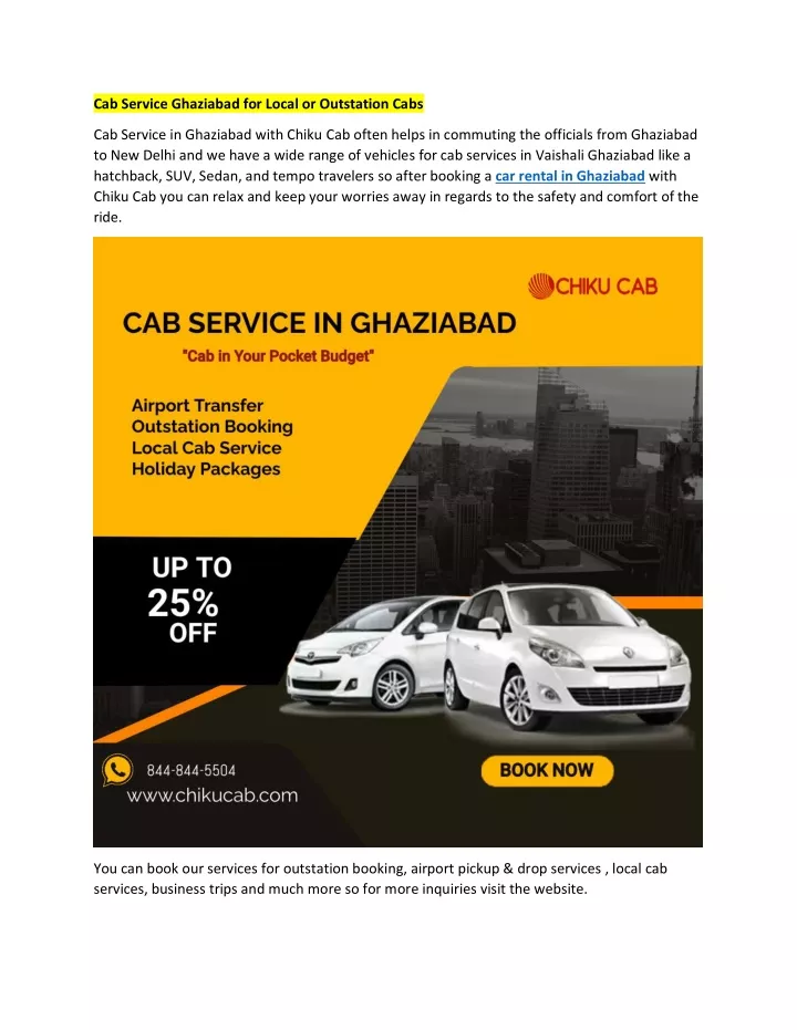 cab service ghaziabad for local or outstation cabs