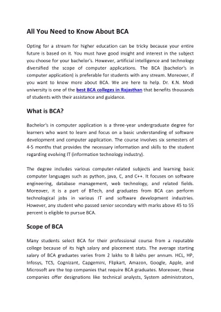best BCA colleges in Rajasthan