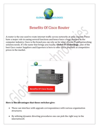 Benefits of Cisco Router