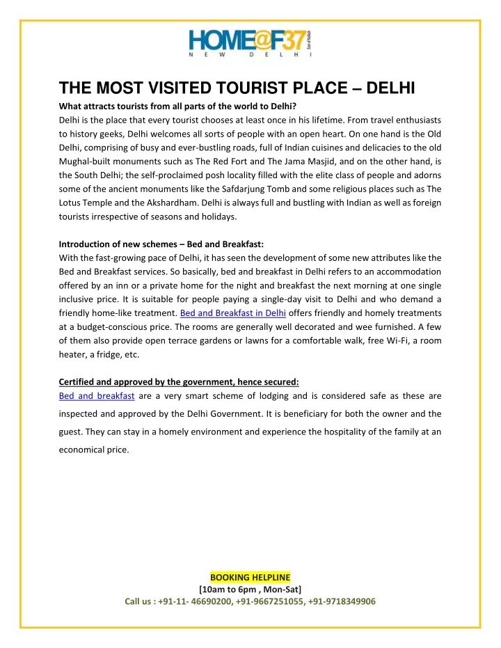 the most visited tourist place delhi what