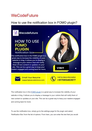 How to use notification box of FOMO plugin