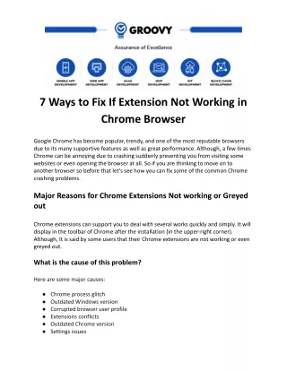 7 ways to fix if extension not working in chrome