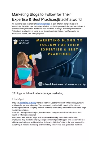 marketing blogs to follow for their expertise