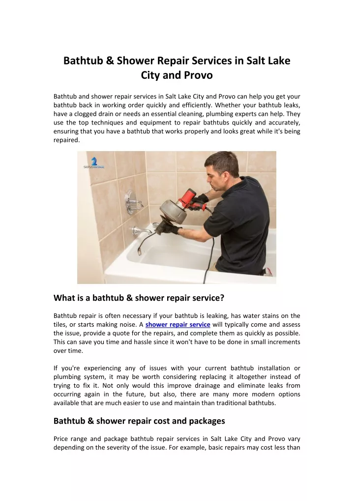 bathtub shower repair services in salt lake city