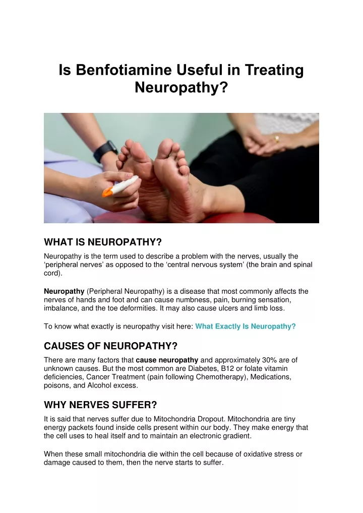 is benfotiamine useful in treating neuropathy