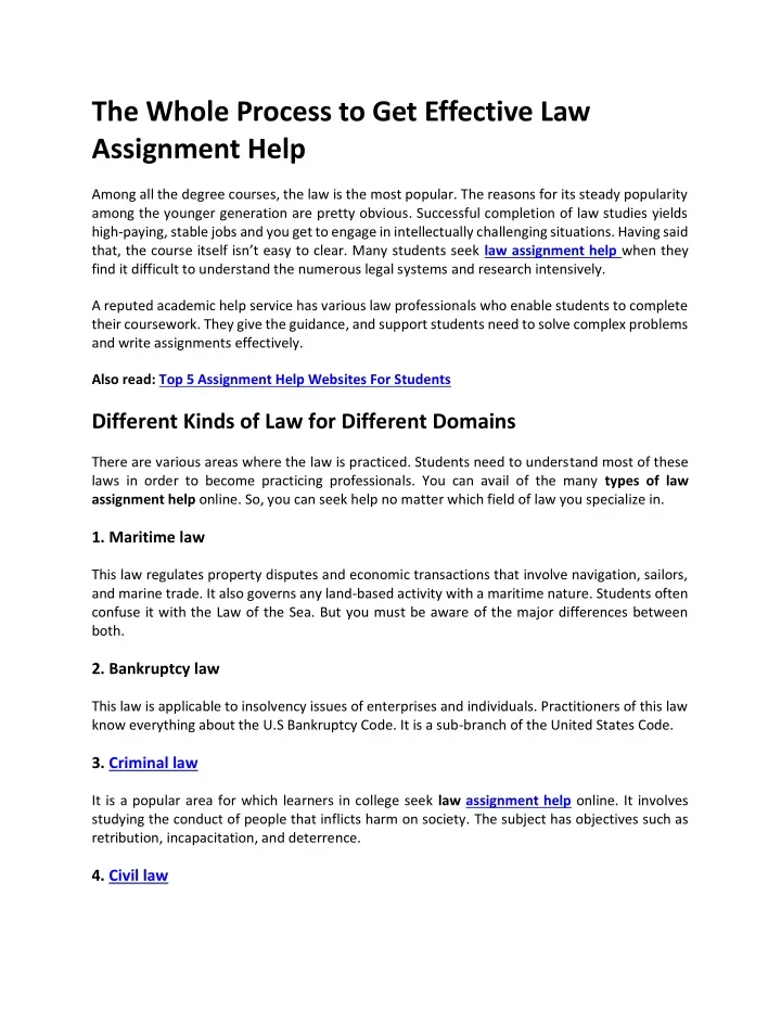 the whole process to get effective law assignment