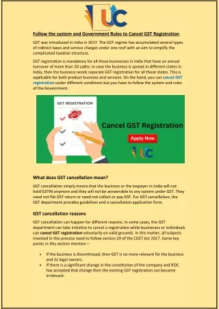 Follow the Government Rules to Cancel GST Registration