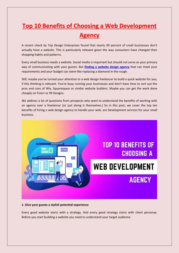 top 10 benefits of choosing a web development