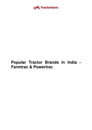 popular tractor brands in india farmtrac powertrac