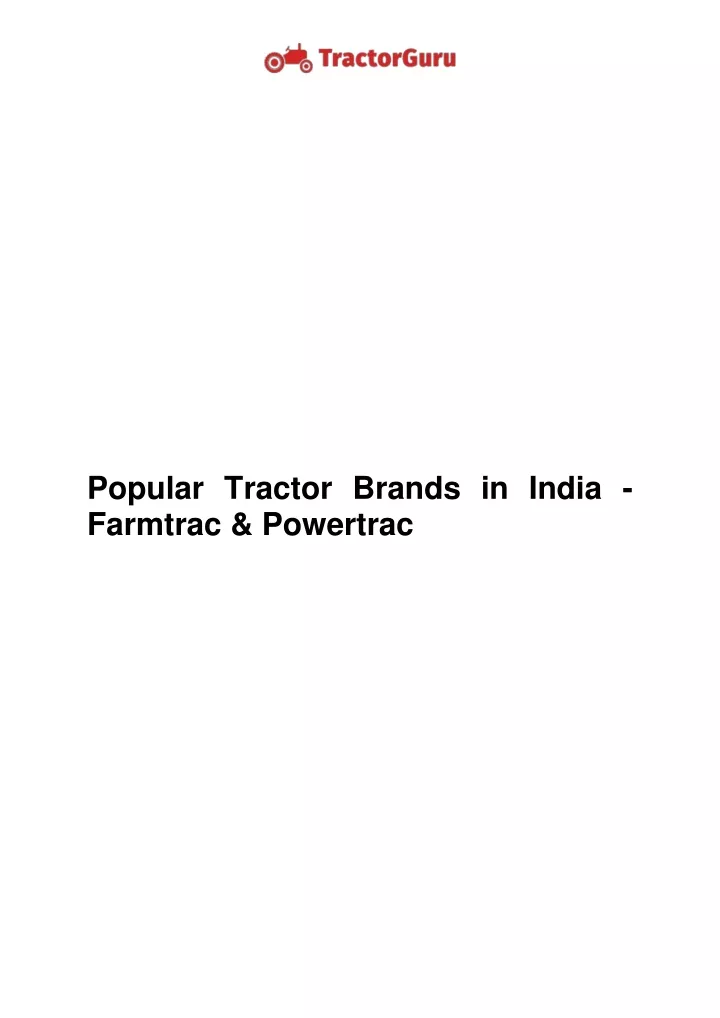 popular tractor brands in india farmtrac powertrac