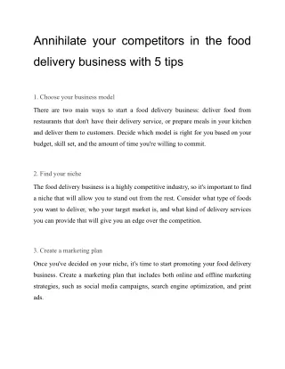 Food Delivery business