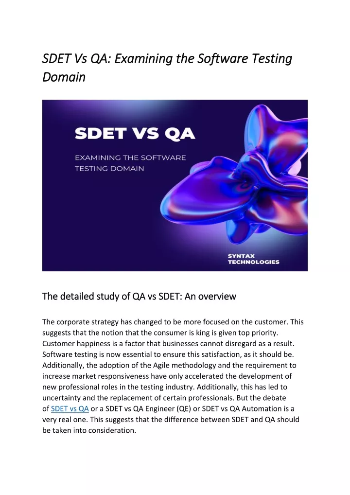 sdet vs sdet vs qa examining the software testing