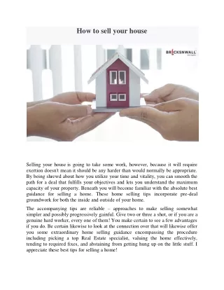 How to sell your house