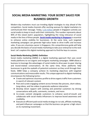 Social Media Marketing: Your Secret Sauce For Business Growth