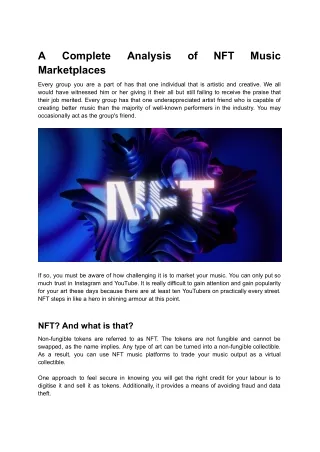 A Complete Analysis of NFT Music Marketplaces