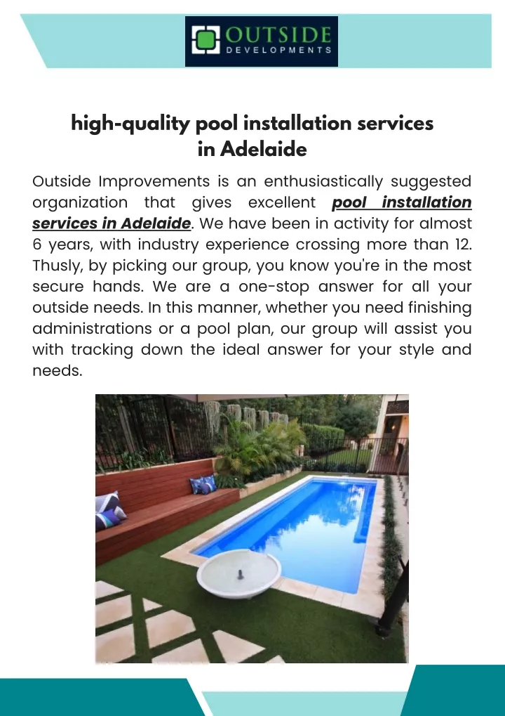 high quality pool installation services