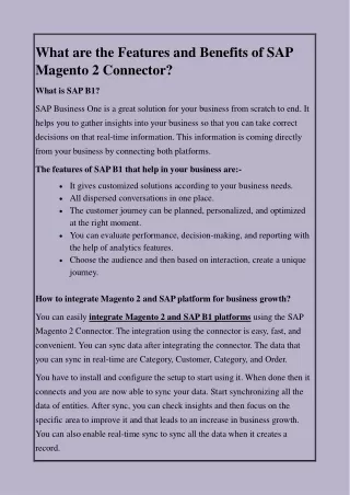 what are the features and benefits of sap magento