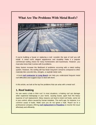 What Issues Do Metal Roofs Contain?