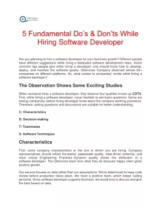 5 Fundamental Do’s & Don’ts While Hiring Software Developer