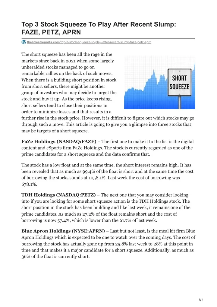 top 3 stock squeeze to play after recent slump