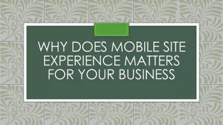 why does mobile site experience matters for your business