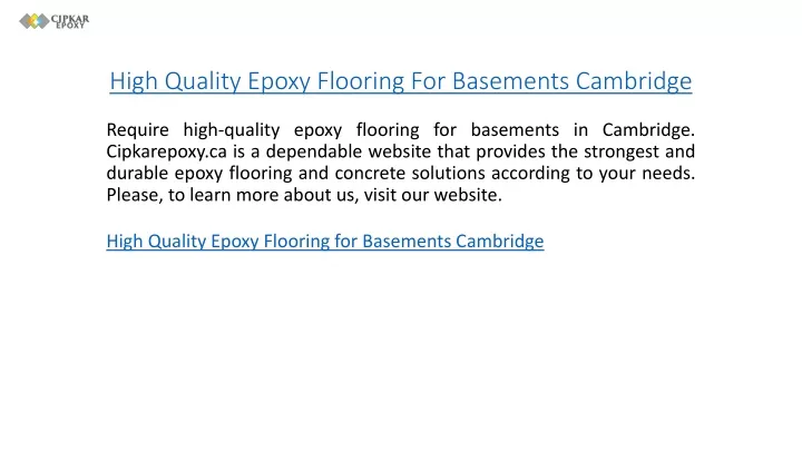 high quality epoxy flooring for basements cambridge