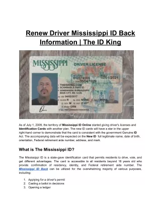Renew Driver Mississippi ID Back Information | The ID King