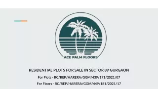 RESIDENTIAL PLOTS FOR SALE IN SECTOR 89 GURGAON - ACE PALM FLOORS
