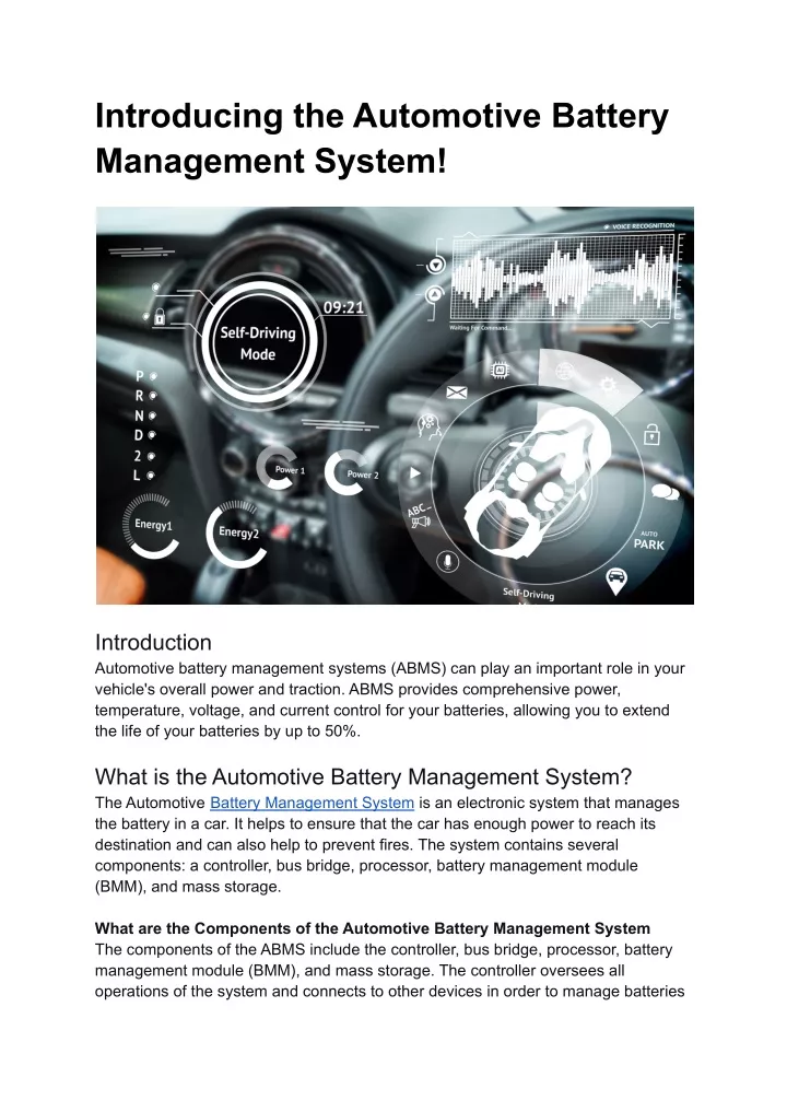 introducing the automotive battery management
