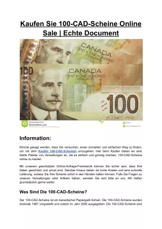 Kaufen Sie 100-CAD-Scheine Online Sale | Echte Document