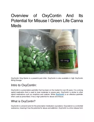 Complete Overview of OxyContin And Its Potential for Misuse | Green Life Canna