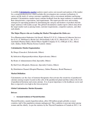 a credible calcimimetics market analysis report