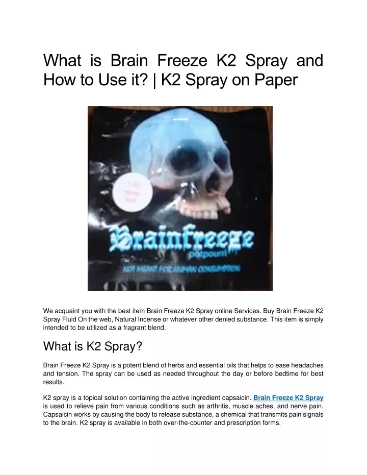 what is brain freeze k2 spray