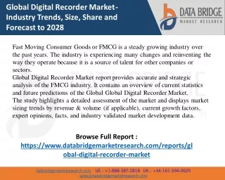 Global Digital Recorder Market Insights 2021: Trends, Size, CAGR, Growth
